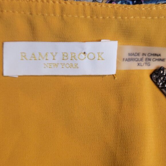 Ramy Brook Oriental Silk Blouse Womens XL Sleeveless Top Tasseled Boho Geometric - Picture 9 of 12